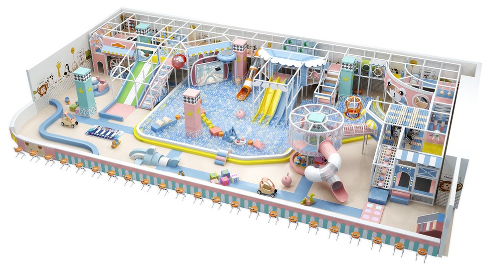Nhồi khu vui chơi 50–150 m² vào quán cà phê: hướng dẫn thực tiễn 1 Khu vui chơi modular tích hợp trong quán cà phê nhỏ