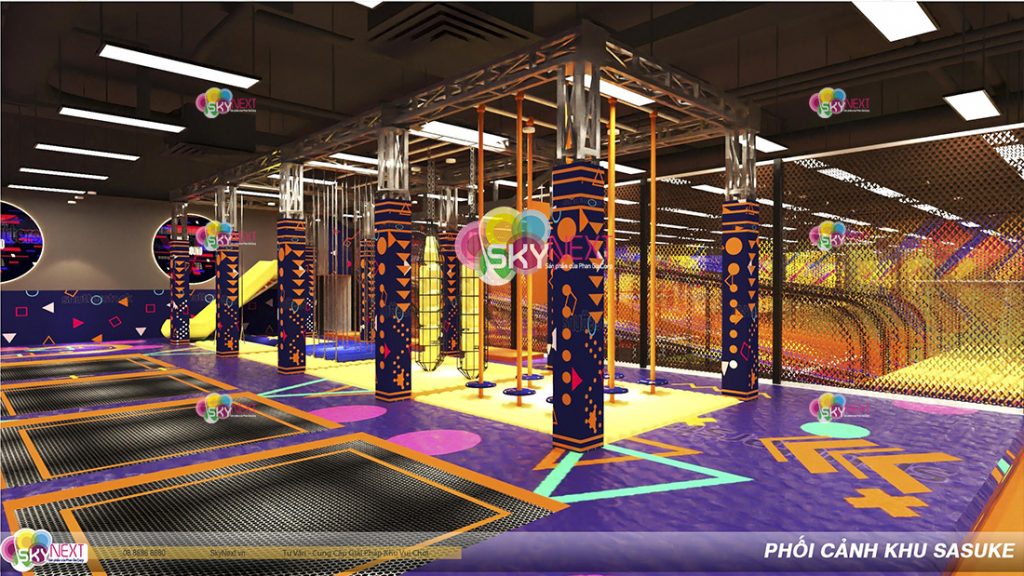 Thiết kế an toàn, vận hành và kích hoạt truyền thông cho playground 850m² 1 Khu vui chơi ngoài trời với surfacing màu sắc và thiết bị đa dạng
