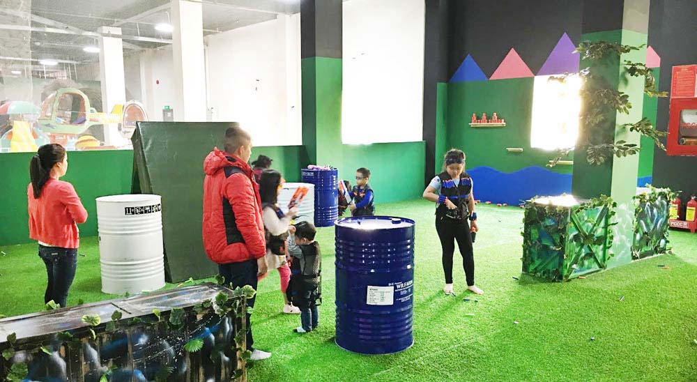 Đấu trường Nerf: Hướng dẫn thiết kế, thi công và vận hành cho chủ đầu tư 2 Bố trí đấu trường Nerf với bunker foam và khu safety